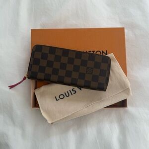 Louis Vuitton Clemence Wallet in Damier Ebene and Cherry